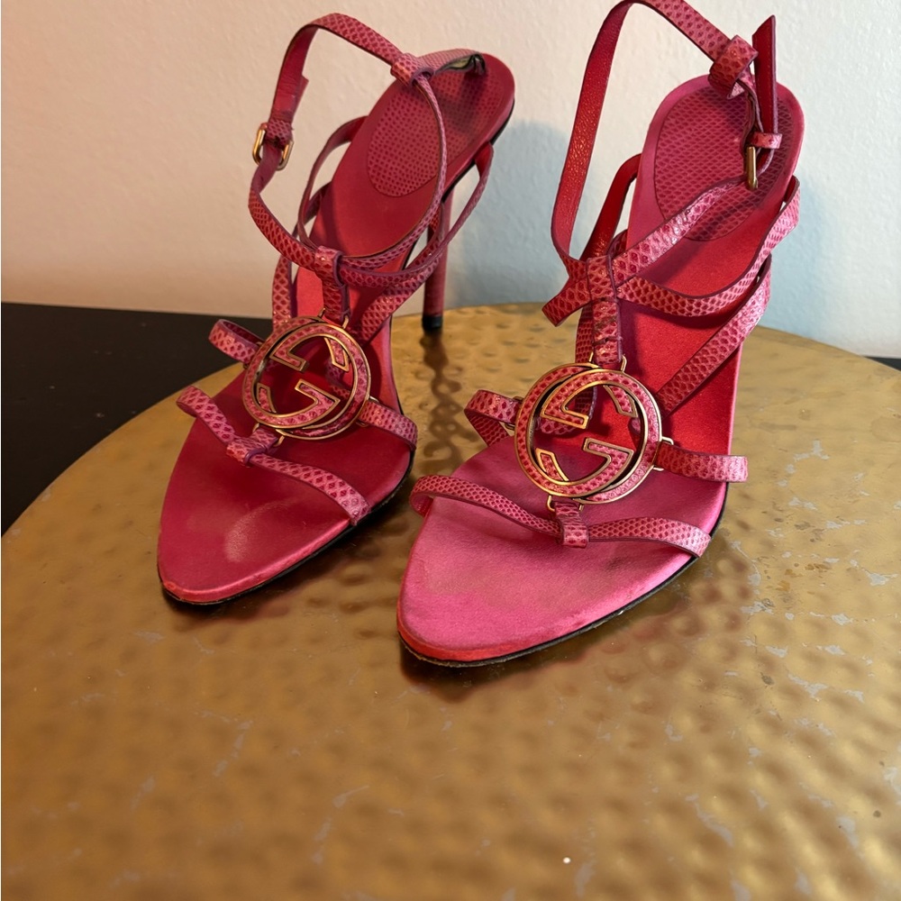 Gucci Pink Strappy Heels